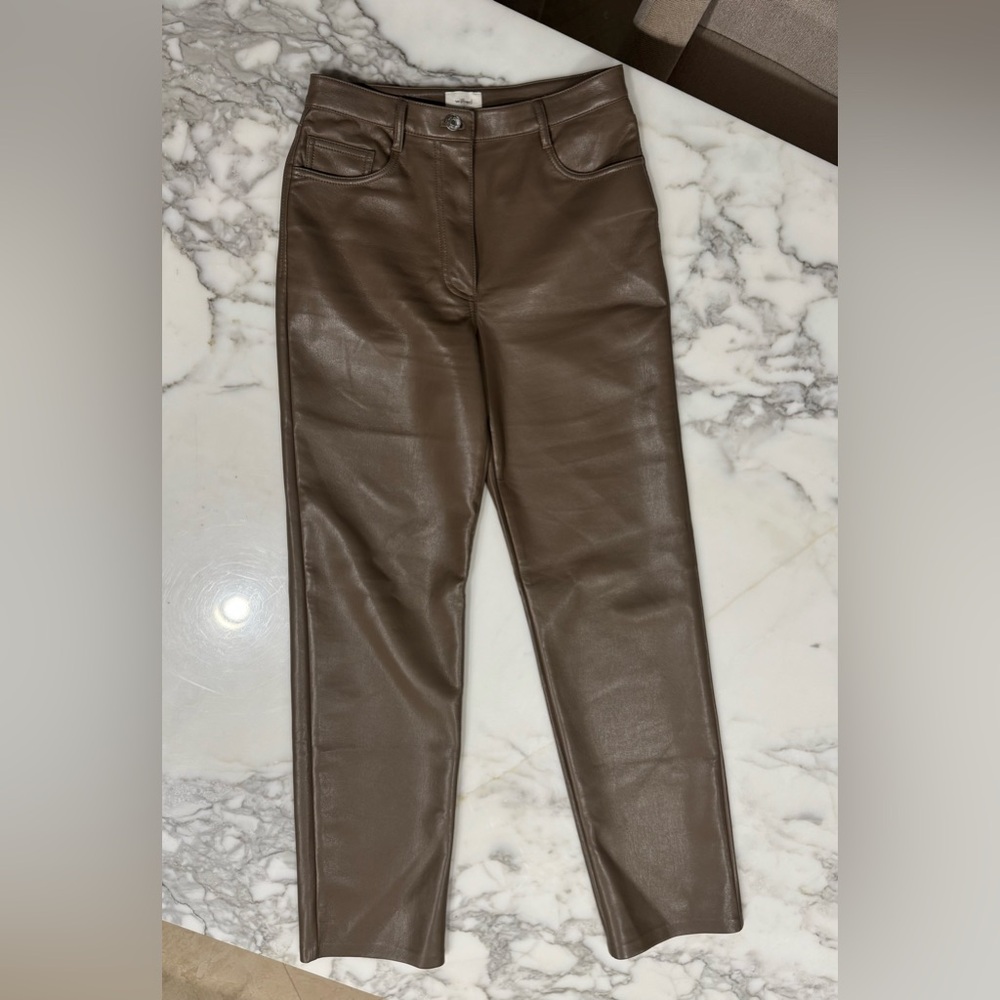 Wilfred Brown Straight Leg Women Faux Leather Pants